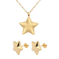 18K Gold Plated Star Pendant Women Wedding High Quality Jewelry Set Earrings and Necklace